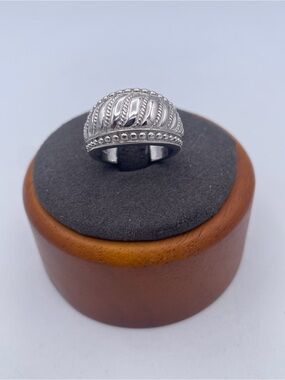 Judith Ripka Sterling Silver 925 Wide Dome Rope Design Ring Thailand Size 6